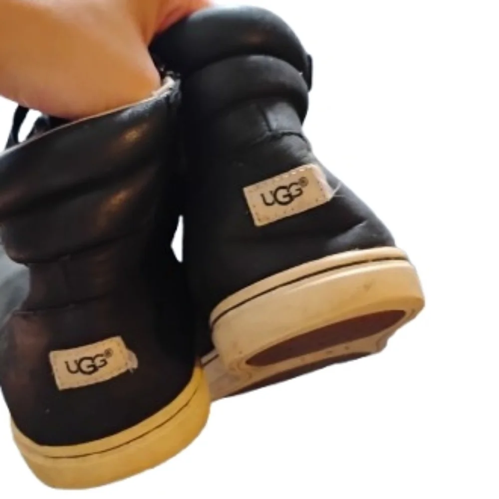 UGG Womens Gradie High Top Black Leather Sneakers Sz 8.5